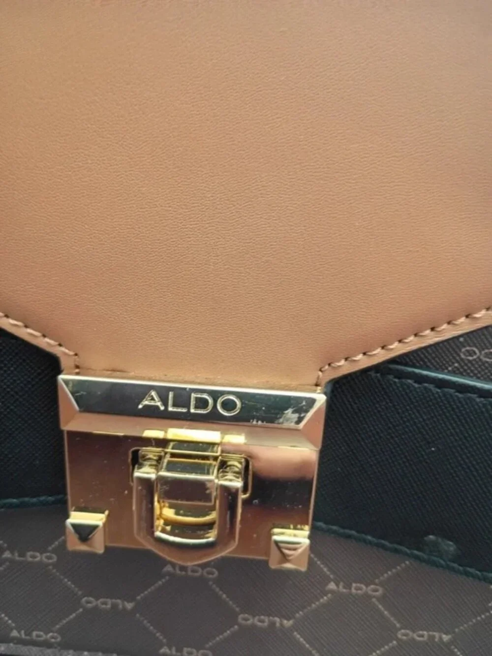 Aldo Brown and Tan Satchel with Bow Accent